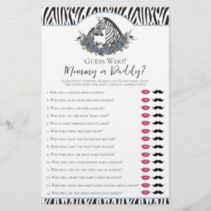 Little Wild One Zebra Safari Mommy or Dad Game