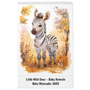 Little Wild Ones – Baby Animals in Boho Watercolor Calendar