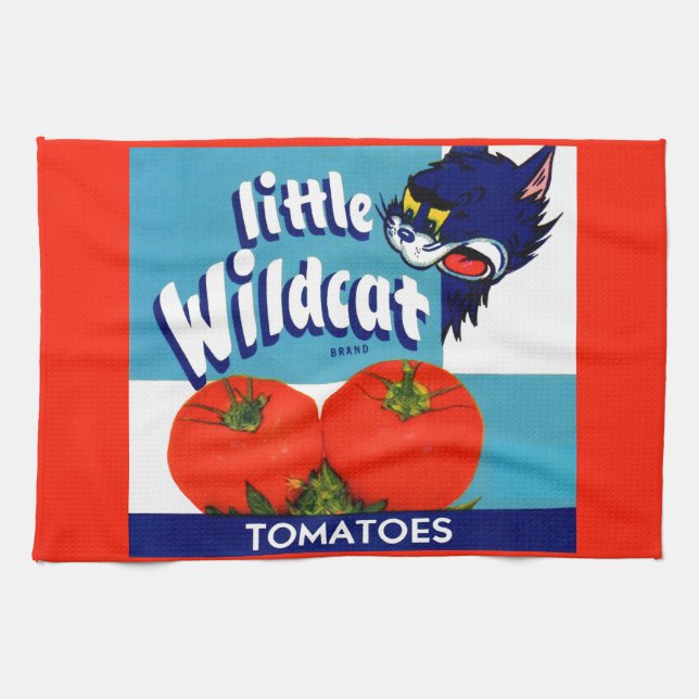 Little Wildcat tomatoes crate label Kitchen Towel (Horizontal)