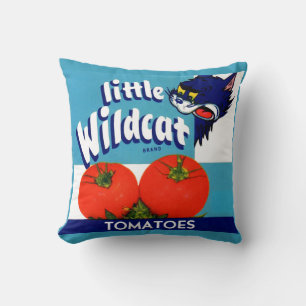 Little Wildcat tomatoes crate label Throw Pillow