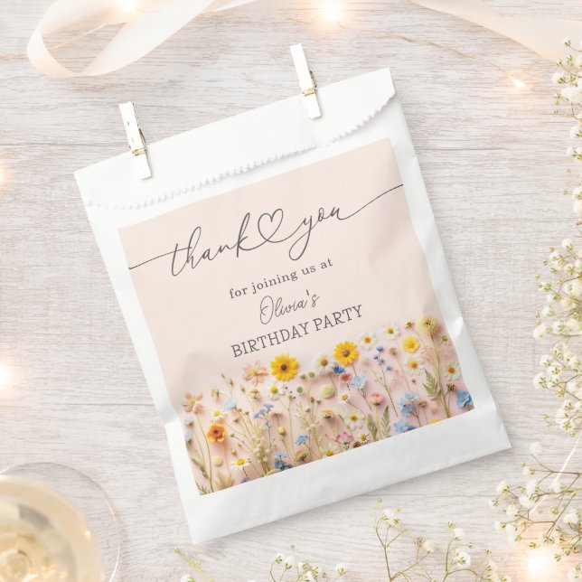 Little Wildflower 1st Birthday  Favour Bag (Clipped)