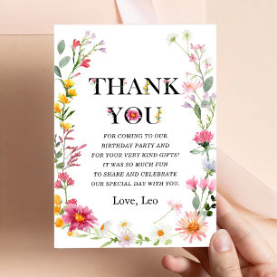Little Wildflower 1st Girl Birthday Thank You Card