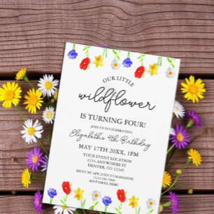 Little Wildflower 4th Birthday Invitation