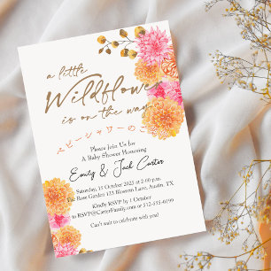 Little Wildflower Baby Girl Shower Fall Bouquet Invitation