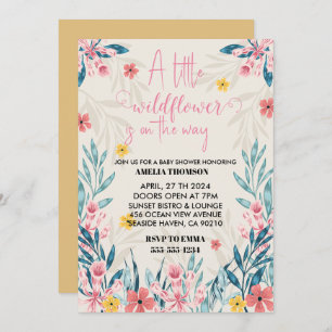 little wildflower baby girl shower invitations
