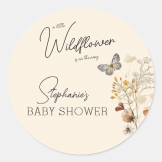 Little Wildflower Baby Shower Classic Round Sticker