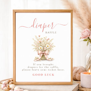 Little Wildflower Baby Shower Diaper Raffle Sign