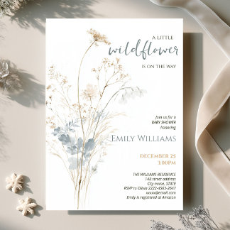Little Wildflower Baby Shower Dried Meadow  Invitation
