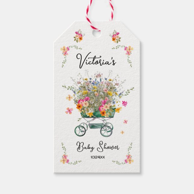 Little Wildflower Baby Shower Gift Tags (Front)