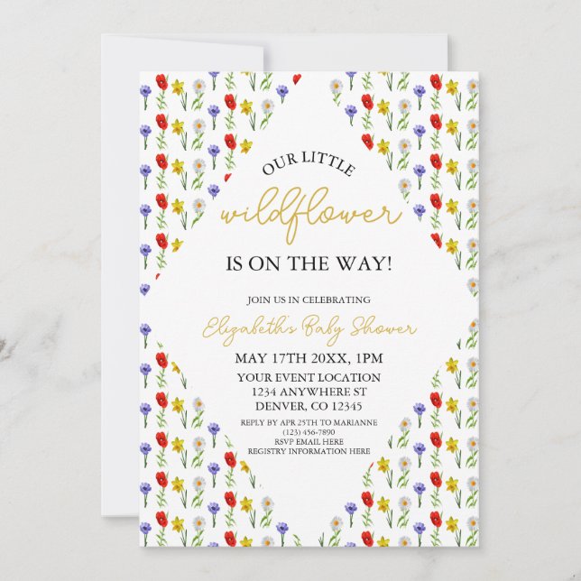 Little Wildflower Baby Shower Invitation (Front)