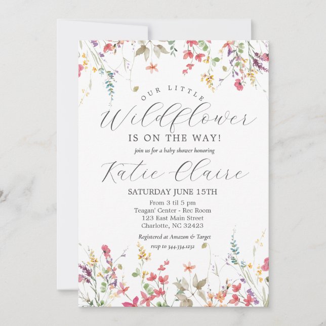 Little Wildflower Baby Shower Invitation,  Invitat Invitation (Front)