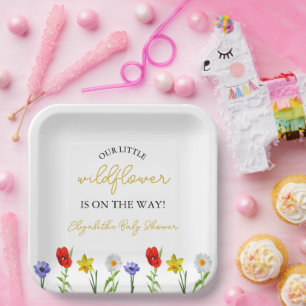 Little Wildflower Baby Shower Paper Plate