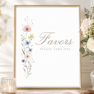 Little Wildflower Baby Shower Party Favors Sign 