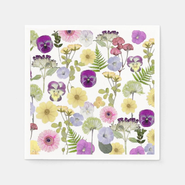 Little Wildflower baby shower theme paper napkins (Front)