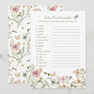 Little Wildflower Baby Word Scramble Game Card