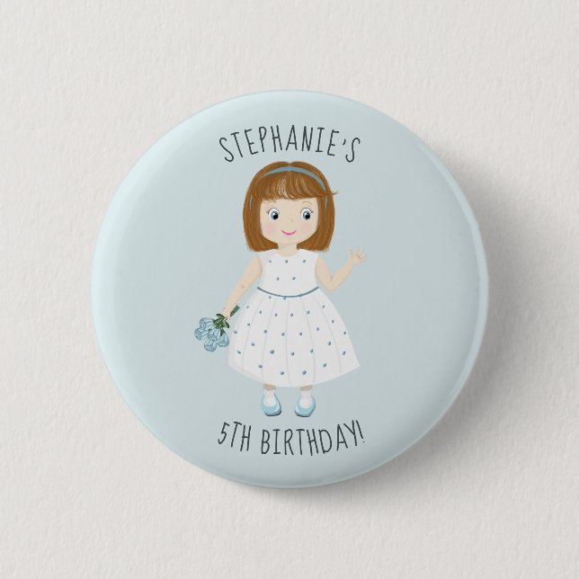 Little Wildflower Birthday  2 Inch Round Button (Front)