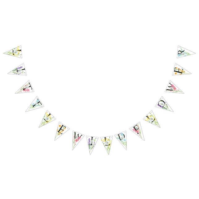 Little Wildflower Birthday Party Decor Bunting Flags (All)