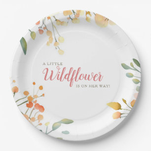 little wildflower boho watercolor baby shower  paper plate