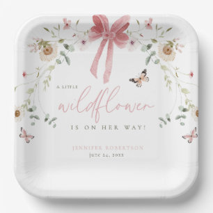 Little Wildflower Butterfly Girl Baby Shower Paper Plate