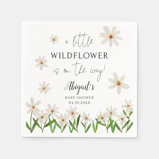 Little Wildflower Daisy Baby Shower Napkin (Front)