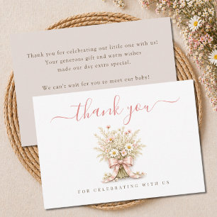 Little Wildflower Elegant Dusty Rose Baby Shower Thank You Card