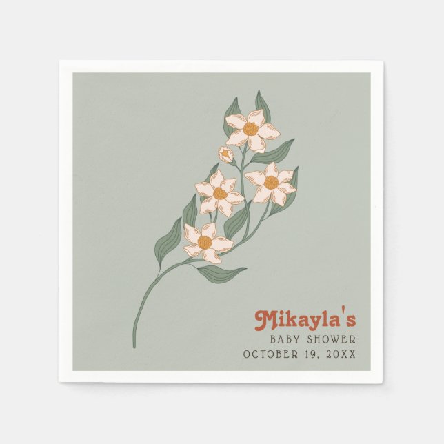 Little Wildflower Fall Rustic Boho Baby Shower  Napkin (Front)