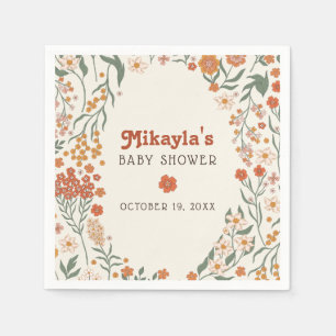 Little Wildflower Fall Rustic Boho Baby Shower Napkin