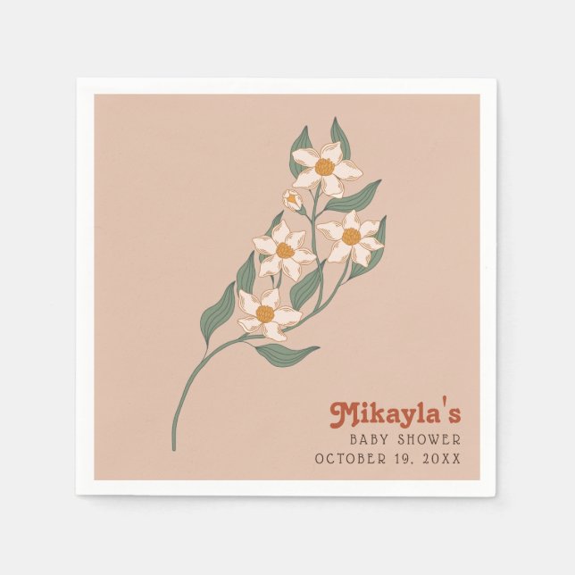 Little Wildflower Fall Rustic Boho Baby Shower  Napkin (Front)