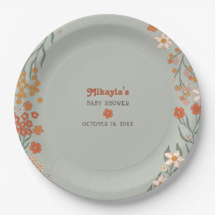 Little Wildflower Fall Rustic Boho Baby Shower Paper Plate