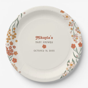 Little Wildflower Fall Rustic Boho Baby Shower Paper Plate