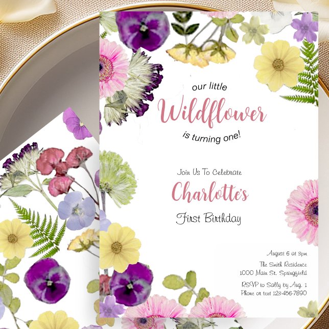 Little Wildflower First Birthday Invitation (Creator Uploaded)