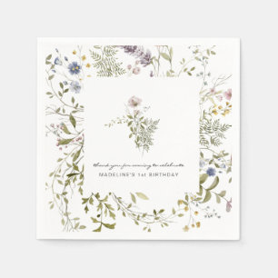 Little Wildflower   Floral Birthday Party Napkin