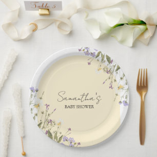 Little Wildflower Floral Botanical BABY SHOWER Paper Plate