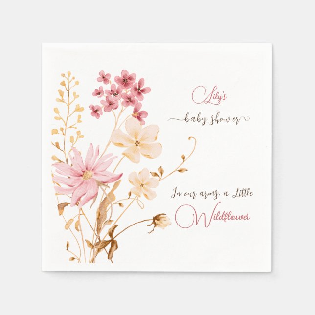 Little Wildflower Floral Girl Baby Shower Napkins (Front)