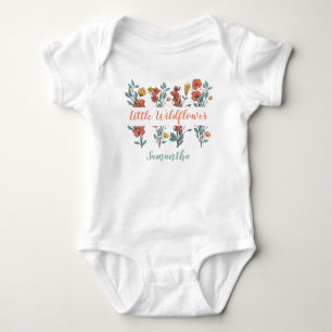 Little Wildflower floral Personalized Name Kids Baby Bodysuit