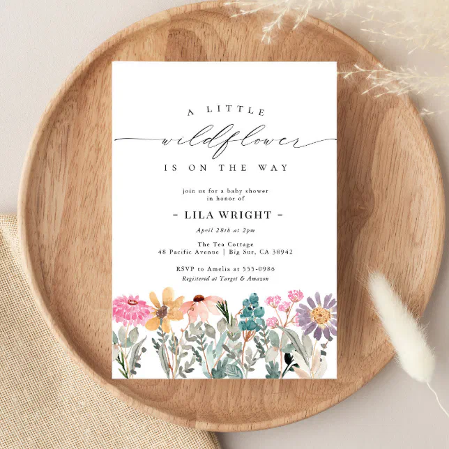 Little Wildflower Flower Baby Shower Invitation 