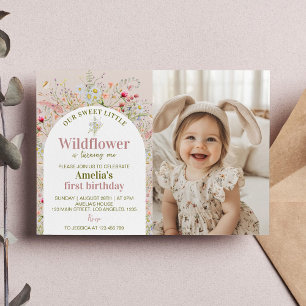 Little Wildflower Garden Birthday Photo Invitation