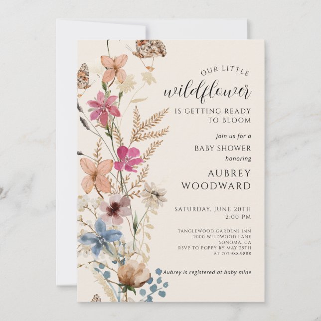 Little Wildflower Gender Neutral Baby Shower Invitation (Front)