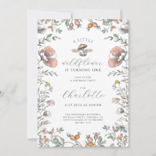 Little Wildflower Girl 1st Birthday Invitation