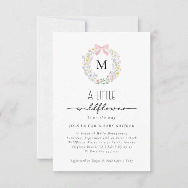Little Wildflower Girl Baby Shower Invitation  (Front)
