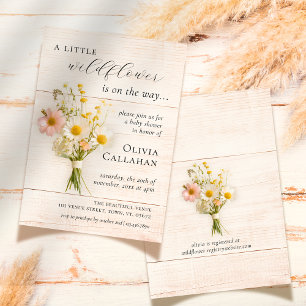 Little Wildflower Girl Baby Shower Rustic Bouquet Invitation