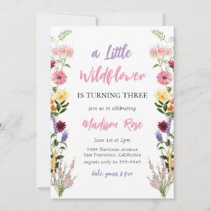 Little Wildflower Girl Birthday Invitation