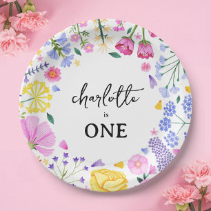 Little Wildflower Girl's First Birthday Floral Paper Plate