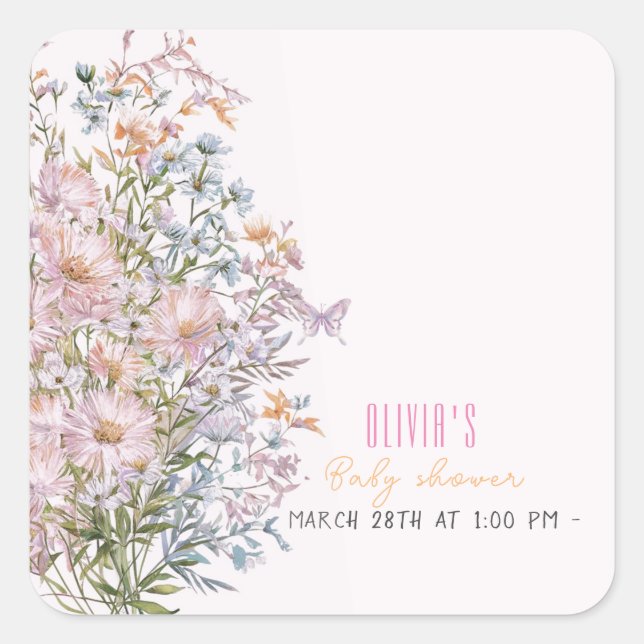 Little wildflower is in bloom #3 square sticker (Front)