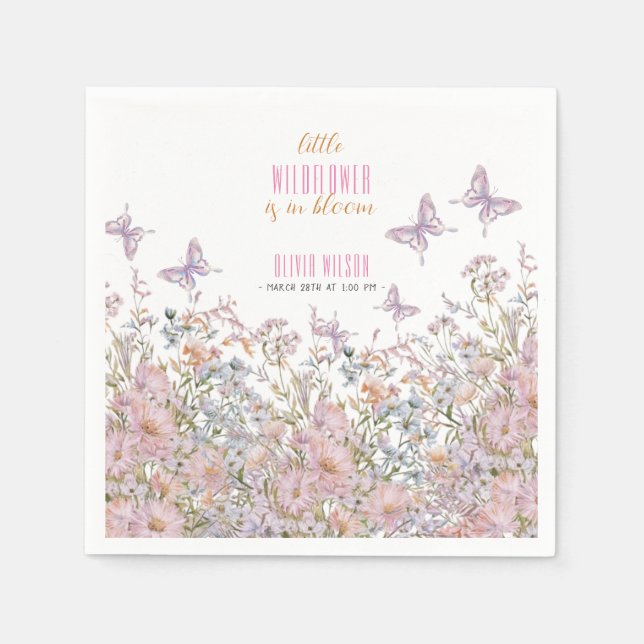 Little wildflower is in bloom baby shower #3 napkin (Front)