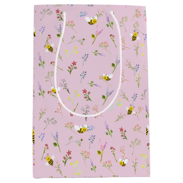 Little Wildflower Is On Her Way Baby Shower Medium Gift Bag (Front)