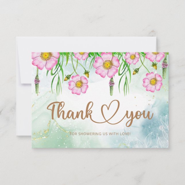 Little Wildflower Is On The Way thank you card  (Front)
