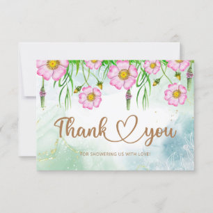 Little Wildflower Is On The Way thank you card 