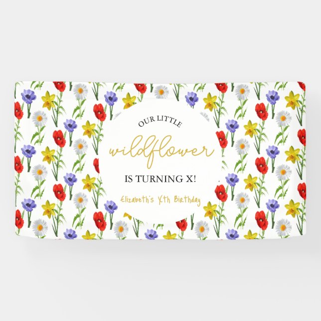 Little Wildflower Kids Birthday Banner (Horizontal)