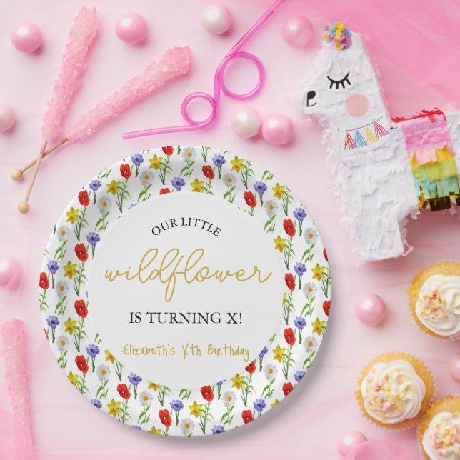 Little Wildflower Kids Birthday Paper Plate (Party)